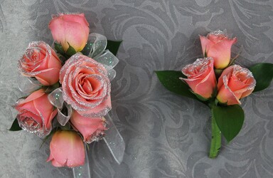  6 Pink Rose Set with Silver Glitter from Flowers by Ray and Sharon in Muskegon, MI