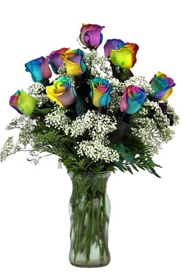 Over the Rainbow Roses Vased from Flowers by Ray and Sharon in Muskegon, MI