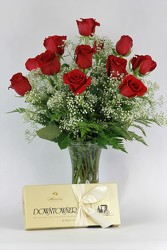Dozen Roses and Chocolates from Flowers by Ray and Sharon in Muskegon, MI