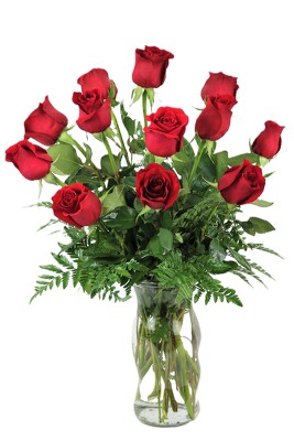 Dozen Red Roses Vased from Flowers by Ray and Sharon in Muskegon, MI
