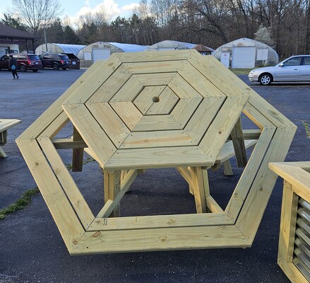 Hexagon Picnic Table from Flowers by Ray and Sharon in Muskegon, MI