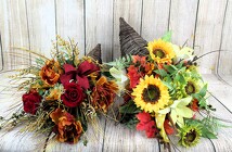 Fall Cornucopia filled with Silk Flowers from Flowers by Ray and Sharon in Muskegon, MI