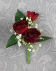 3 Red Rose Boutonniere With Baby's Breath from Flowers by Ray and Sharon in Muskegon, MI