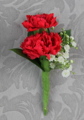 2 Red Mini Carnation Boutonniere with Baby's Breath from Flowers by Ray and Sharon in Muskegon, MI
