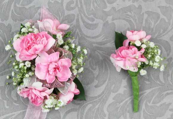 6 Pink Mini Carnation Set with Baby's Breath from Flowers by Ray and Sharon in Muskegon, MI