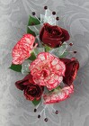 3 Red Glitter Rose & 3 Mini Carn and Rhinestones Corsage from Flowers by Ray and Sharon in Muskegon, MI