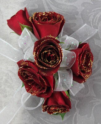 6 Red Rose Corsage with Glitter from Flowers by Ray and Sharon in Muskegon, MI