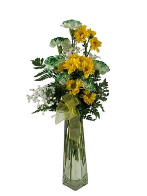 School Spirit Vase Bouquet - Green & Gold from Flowers by Ray and Sharon in Muskegon, MI