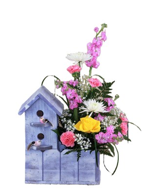 The Birdhouse Cabin Bouquet from Flowers by Ray and Sharon in Muskegon, MI