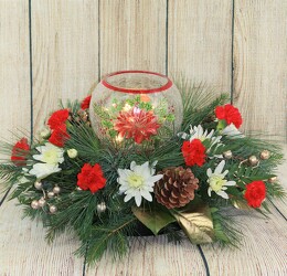 Lighting Up The Holidays Centerpiece from Flowers by Ray and Sharon in Muskegon, MI