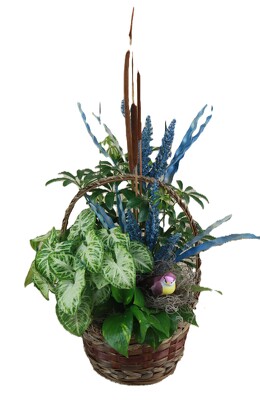 Planter in a basket - Medium with silk decor from Flowers by Ray and Sharon in Muskegon, MI