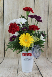 Hey Teacher! Thermal Mug with Flowers from Flowers by Ray and Sharon in Muskegon, MI