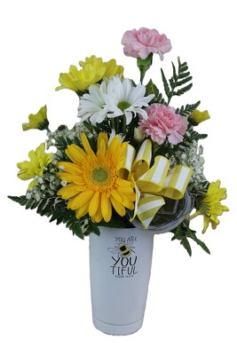 YOU ARE "BEE" YOU-TIFUL Thermal Tumbler Bouquet from Flowers by Ray and Sharon in Muskegon, MI