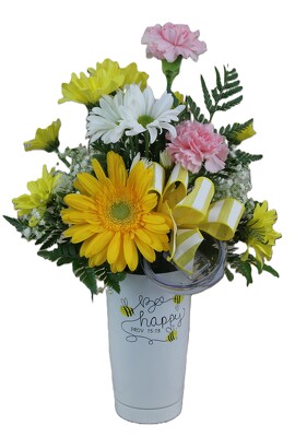 BEE HAPPY Thermal Tumbler Bouquet from Flowers by Ray and Sharon in Muskegon, MI