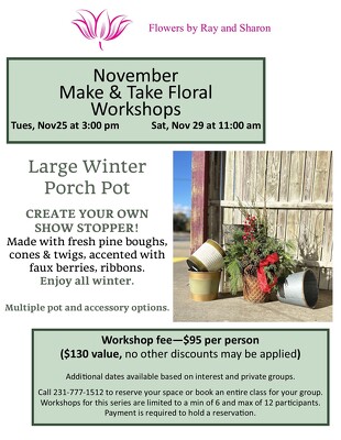 November 25, 2025, 3:00 pm class from Flowers by Ray and Sharon in Muskegon, MI