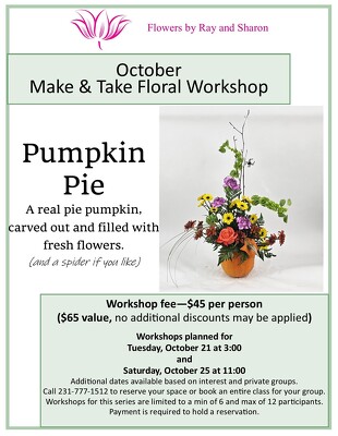 October 21, 2025 3:00pm Class from Flowers by Ray and Sharon in Muskegon, MI