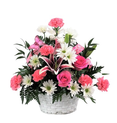 BASKET OF PINKS from Flowers by Ray and Sharon in Muskegon, MI