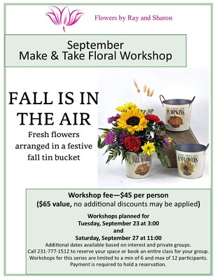 September 27, 2025, 11:00 design class from Flowers by Ray and Sharon in Muskegon, MI